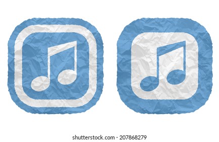 two frames with texture crumpled paper and music symbol