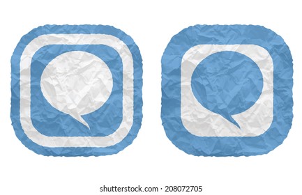 two frames with texture crumpled paper and speech bubble