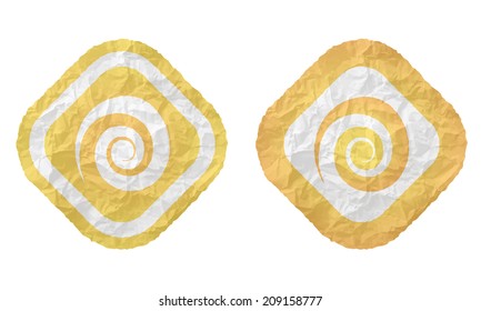 two frames with texture crumpled paper and spiral