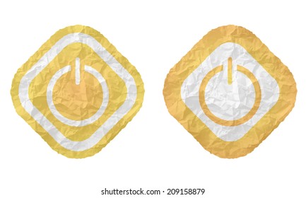two frames with texture crumpled paper and power button