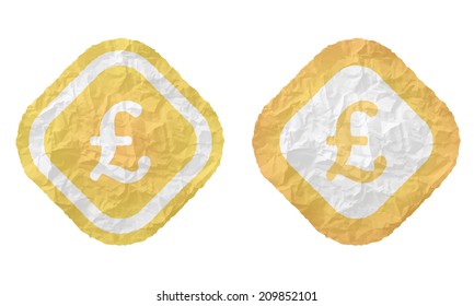 two frames with texture crumpled paper and pound symbol