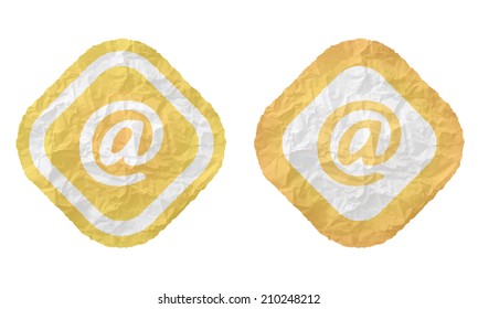 two frames with texture crumpled paper and email symbol