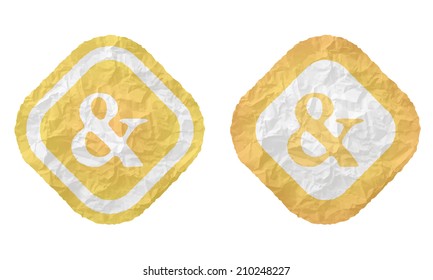 two frames with texture crumpled paper and ampersand