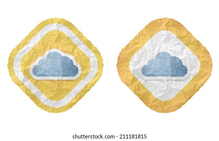 two frames with texture crumpled paper and cloud