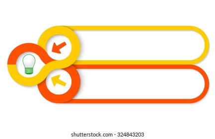 Two frames for your text and circular areas for icons