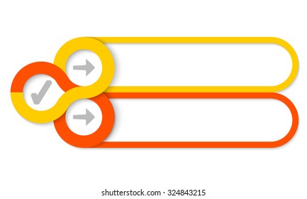 Two frames for your text and circular areas for icons