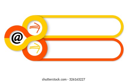 Two frames for your text and circular areas for icons