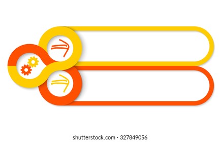 Two frames for your text and circular areas for icons