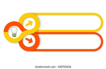 Two frames for your text and circular areas for icons