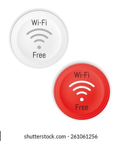 two free wifi badges with silver and red background