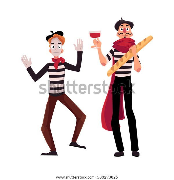 Two French Mimes Traditional Costumes Wine Stock Vector (Royalty Free ...