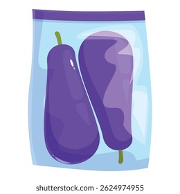 Two fresh aubergines sitting in plastic wrap, illustrating the concept of healthy eating