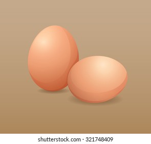 Dos huevos frescos en la ilustración de fondo marrón