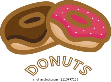 Dos donuts dulces y frescos con chocolate y guirnaldas