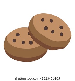 Two freshly baked chocolate chip cookies are stacked together, ready to be enjoyed as a sweet treat