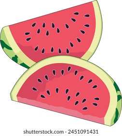 Two freshly cutted watermelon pieces svg