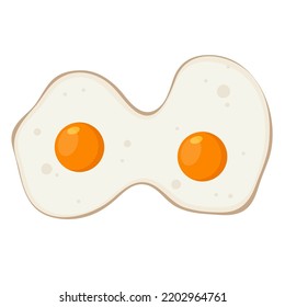 two fried eggs flat vector illustration logo icon suny side up clipart isolated on white background