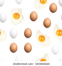 Two Fried Eggs on White Plate Isolated Top View Flat Lay