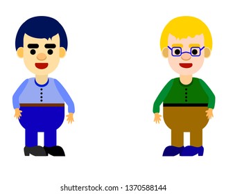 Two friend standing face to face cartoon illustration people on the white background isolated