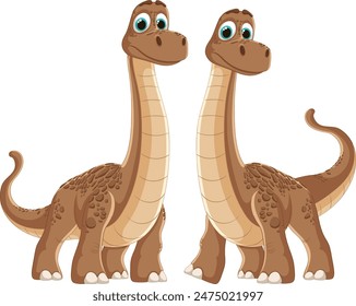 Two friendly dinosaurs standing together