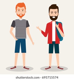 two friendly man students friends together young
