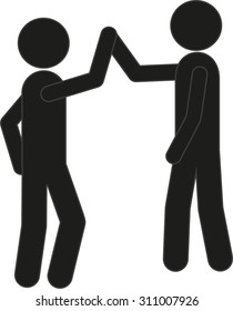 two friends or a businessman giving each other a high five. Vector