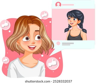 Dos amigos comunicándose a través de las redes sociales