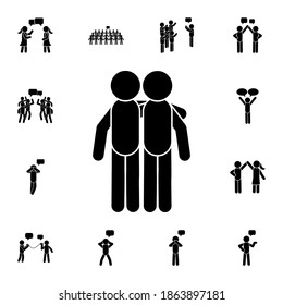 Two friends flat vector icon in People talk pack