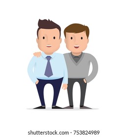 two friends. friendship adult guys. Vector illustration