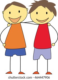 two friends - friendship illustration