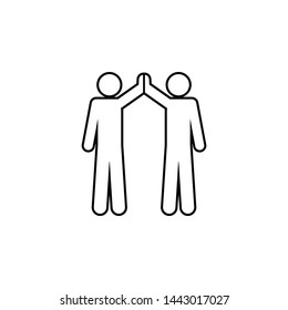 Two friends give five icon. Simple thin line, outline vector of People icons for UI and UX, website or mobile application
