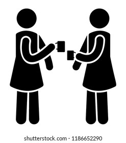 Two friends are holding cup of tea and talking with each other depicting leisure time 