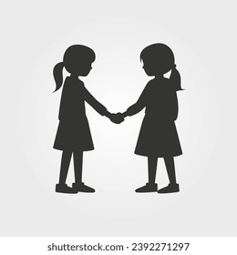 Two friends holding hands icon - Simple Vector Illustration
