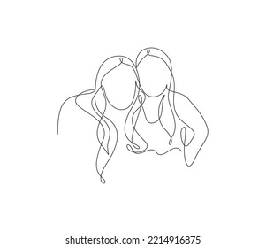 Two friends line drawing illustration  Victor file   scratch drawing   