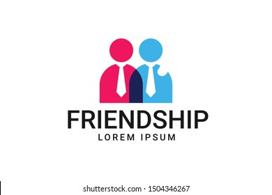 Two Friends Logo Icon People Teamwork partener Vector Illustration