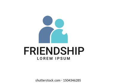 Two Friends Logo Icon People Teamwork partener Vector Illustration