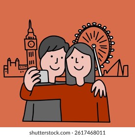 Two friends, lovers Taking a Selfie