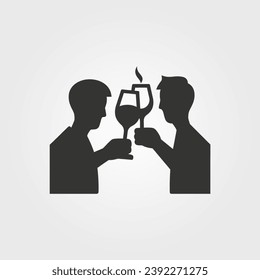 Two friends making a toast icon - Simple Vector Illustration