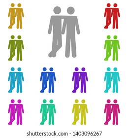 Two friends multi color icon. Simple glyph, flat vector of people icons for UI and UX, website or mobile application on white background