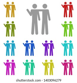 Two friends multi color icon. Simple glyph, flat vector of people icons for UI and UX, website or mobile application on white background