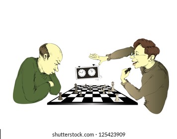 two friends play a chess