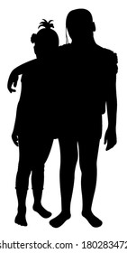 two friends silhouette vector