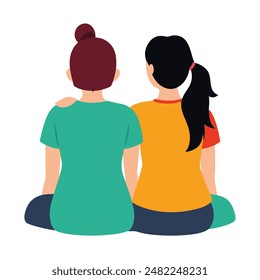 Two Friends Sitting With Ponytails