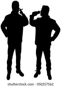 two friends smoke and drink