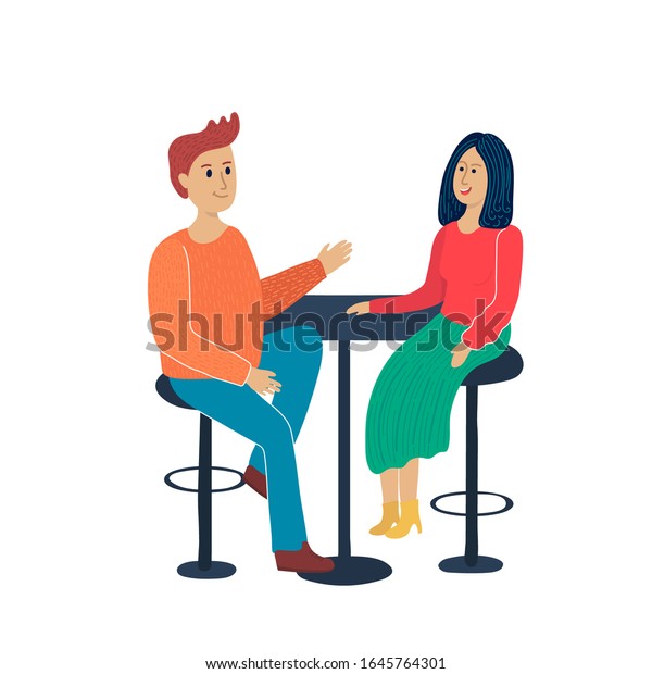 Two Friends Talking Cafe Girl Skirt Stock Vector Royalty Free 1645764301 Shutterstock