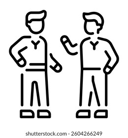 Two friends talking with each other, line style icon 