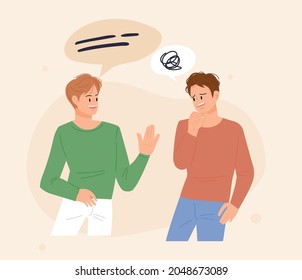 Two friends are talking. flat design style vector illustration.