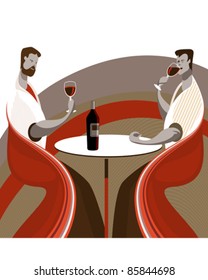 Two friends tasting wine in a restaurant or wine bar