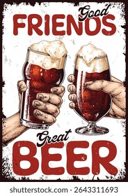 Two friends toast with frosty glasses of beer enjoying a moment of camaraderie. The atmosphere radiates joy and the spirit of good times shared together.