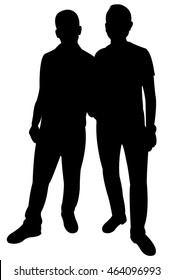 two friends together, silhouette vector